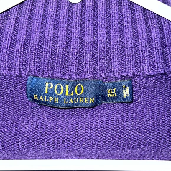 Polo Ralph Lauren Sweater 1/4 Zip Pullover Preppy Purple Men's size XLT Tall - Picture 4 of 7